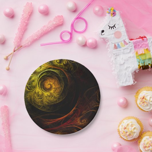 Sunrise Floral Red Abstrakte Kunst Pappteller (Party)