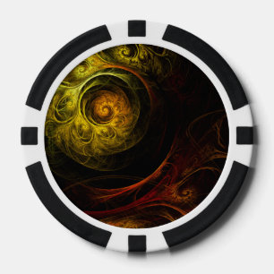 Sunrise Floral Red Abstrakte Kunst Pokerchips