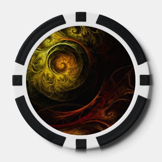 Sunrise Floral Red Abstrakte Kunst Pokerchips (Vorderseite)