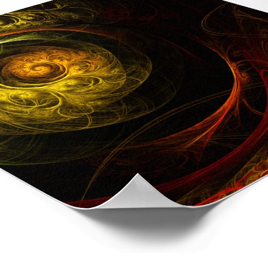 Sunrise Floral Red Abstrakte Kunst Poster (Ecke)