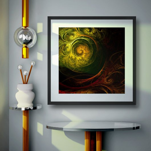 Sunrise Floral Red Abstrakte Kunst Poster