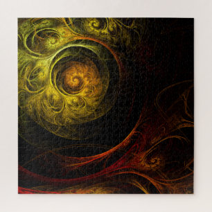 Sunrise Floral Red Abstrakte Kunst Puzzle