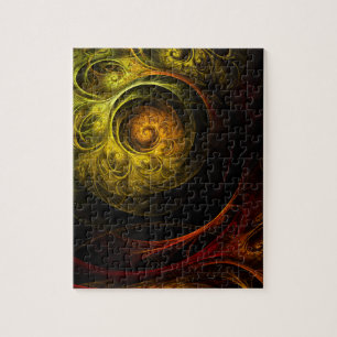 Sunrise Floral Red Abstrakte Kunst Puzzle