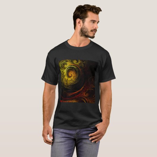 Sunrise Floral Red Abstrakte Kunst T-Shirt (Vorne ganz)
