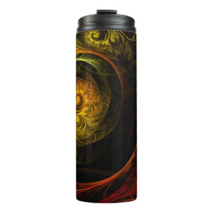 Sunrise Floral Red Abstrakte Kunst Thermosbecher