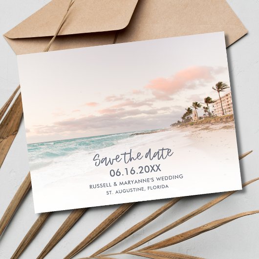 Sunrise Florida Beach Hochzeit Save the Date Ankündigungspostkarte