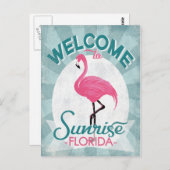 Sunrise Florida Pink Flamingo Retro Postkarte (Vorne/Hinten)