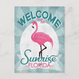 Sunrise Florida Pink Flamingo Retro Postkarte