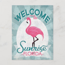 Sunrise Florida Pink Flamingo Retro Postkarte