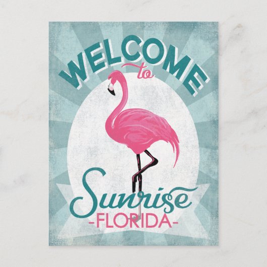 Sunrise Florida Pink Flamingo Retro Postkarte (Vorderseite)