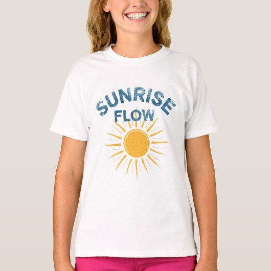 Sunrise Flow Retro Sun Graphic Print Vinyasa Yoga T-Shirt (Vorderseite)