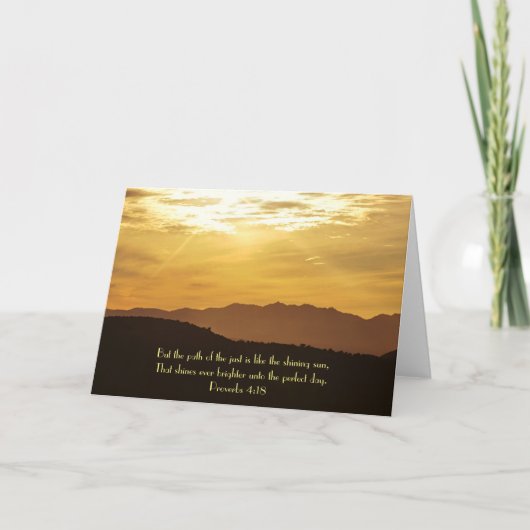 Sunrise Fog Mountain Scripture Card Sprichwort 4:1 Karte (Vorderseite)