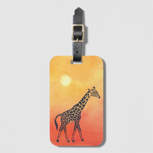 Sunrise Giraffe Gepäckanhänger (Vorderseite Vertikal)
