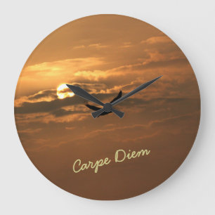 Sunrise Gold Photo Carpe Diem Ocean Große Wanduhr