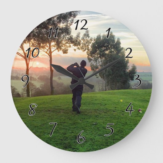 Sunrise Golfer Große Wanduhr (Vorderseite)