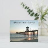 Sunrise Huntington Beach Pier California Post Card Postkarte (Stehend Vorderseite)
