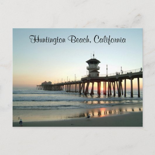 Sunrise Huntington Beach Pier California Post Card Postkarte (Vorderseite)