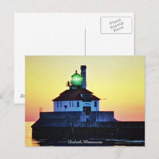 Sunrise Lighthouse Duluth, Minnesota Postkarte (Vorne/Hinten)