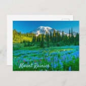Sunrise Lupine und Berg Rainer Postkarte (Vorne/Hinten)
