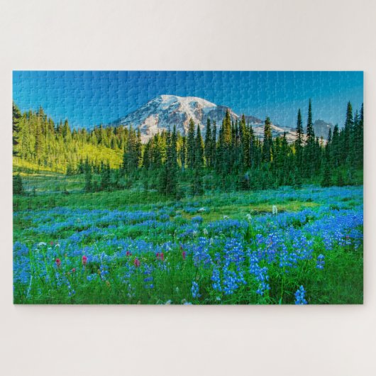 Sunrise Lupine und Berg Rainer Puzzle (Horizontal)