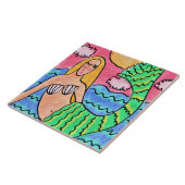 Sunrise Mermaid Abstrakte digitale Malerei Fliese (Seite)