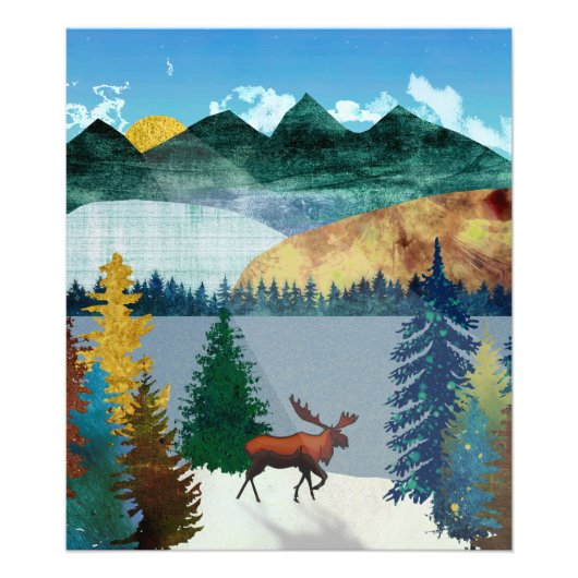 Sunrise Moose Fotodruck (Vorne)