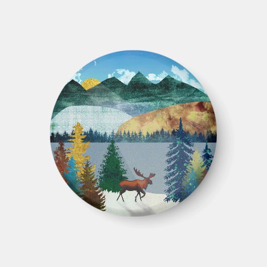 Sunrise Moose Magnet (Vorne)