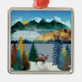 Sunrise Moose Ornament Aus Metall (Vorne)