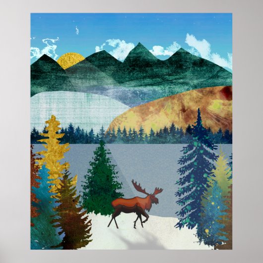Sunrise Moose Poster (Vorne)