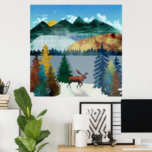Sunrise Moose Poster (Heimbüro)