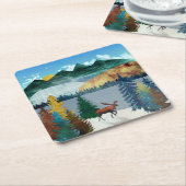 Sunrise Moose Rechteckiger Pappuntersetzer (angewinkelt)