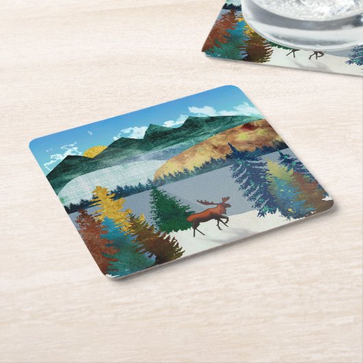 Sunrise Moose Rechteckiger Pappuntersetzer (angewinkelt)