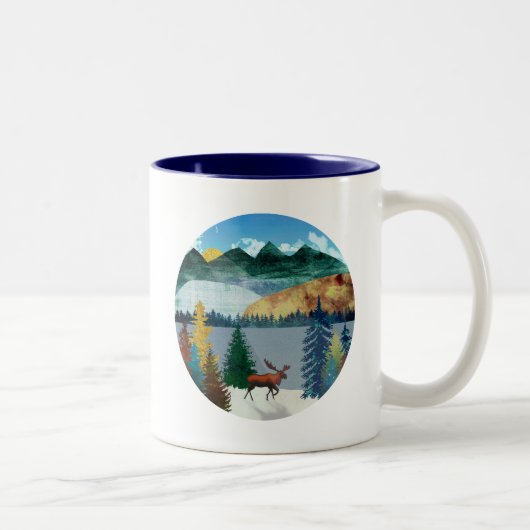 Sunrise Moose Zweifarbige Tasse (Rechts)