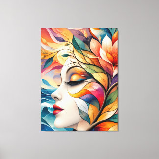 Sunrise Mosaic Female Portrait Leinwanddruck