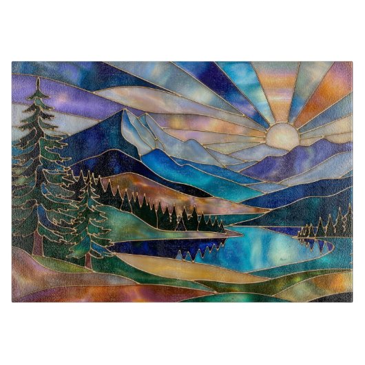 Sunrise Mountain Lake Kitchen Cutting Board Schneidebrett (Vorderseite)