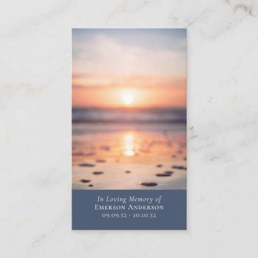 Sunrise Ocean Foto Cross Memorial Gebet Card Telefonnummerkarte (Vorderseite)