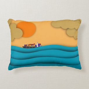 Sunrise Ocean Ship Sun Sunset Dekokissen
