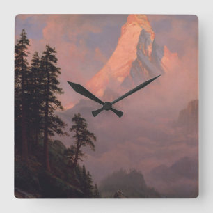 Sunrise on the Matterhorn Quadratische Wanduhr