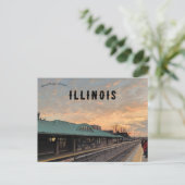 Sunrise Over Des Plaines Train Station Illinois Postkarte (Stehend Vorderseite)