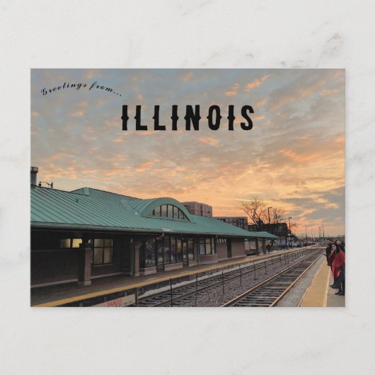 Sunrise Over Des Plaines Train Station Illinois Postkarte (Vorderseite)