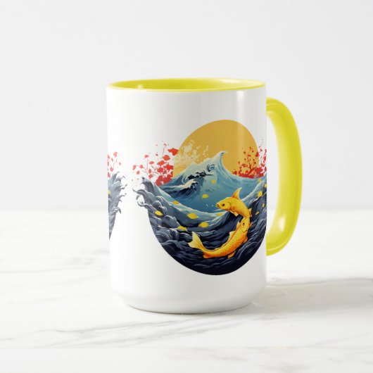 "Sunrise Over the Waves: Koi Edition Tasse (VorderseiteRechts)