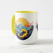 "Sunrise Over the Waves: Koi Edition Tasse (Vorderseite Links)