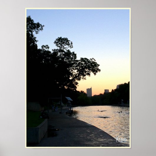 "Sunrise Over Water" Barton Springs Austin Poster (Vorne)