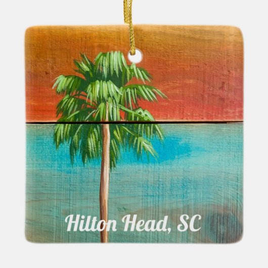 Sunrise Palm Tree Hilton Head, SC Keramikornament (Vorderseite)