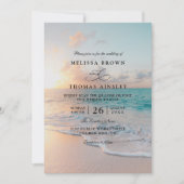 Sunrise Pastel Beach Sunset QR Code Wedding  Einladung (Vorderseite)