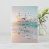 Sunrise Pastel Beach Sunset QR Code Wedding  Einladung (Stehend Vorderseite)