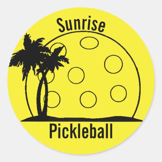 Sunrise Pickleball Yellow Runder Aufkleber (Vorderseite)