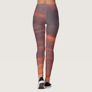 Sunrise Pink Clouds Sky Colors Foto Leggings, M Leggings