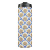 Sunrise Retro Blume - blau & braun Thermosbecher (Vorderseite)
