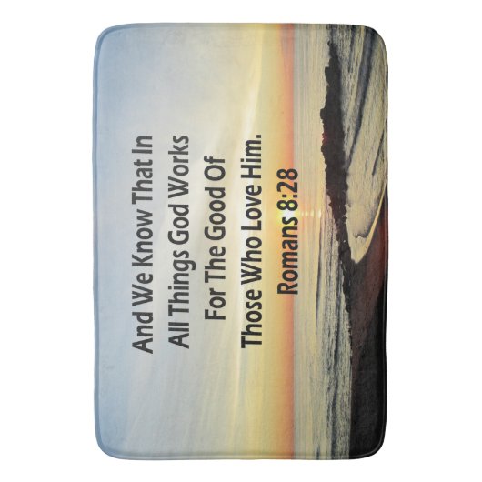 SUNRISE ROMANS 8:28 SCRIPTURE VERSE BADEMATTE (Vorderseite Vertikal)